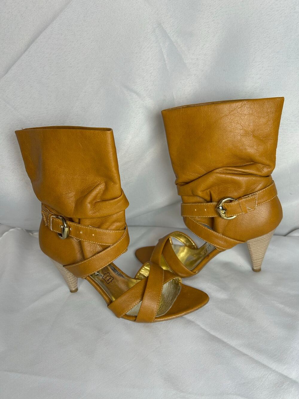 LavoraZione Artigiana ITALY Brown Leather mid-calf sandals/ Boots EI36/US 5.5